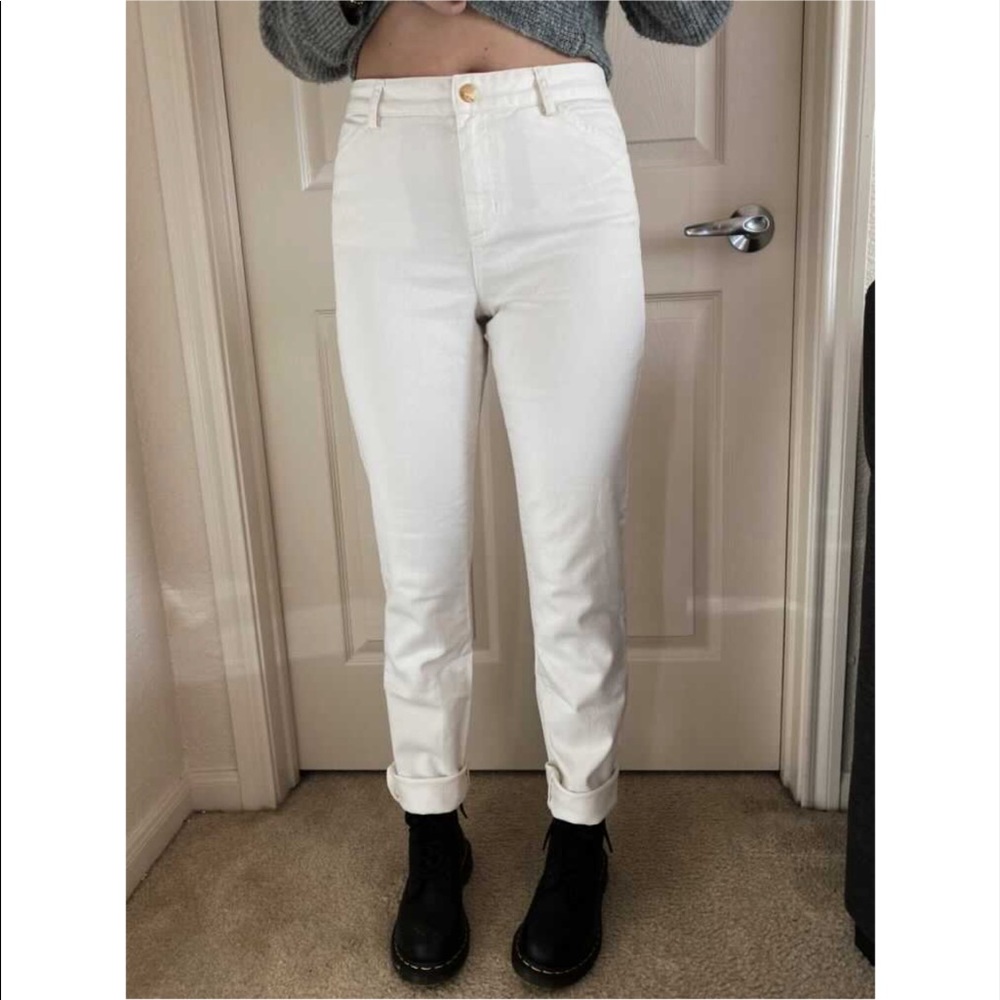 White Jeans with Cuffed bottoms